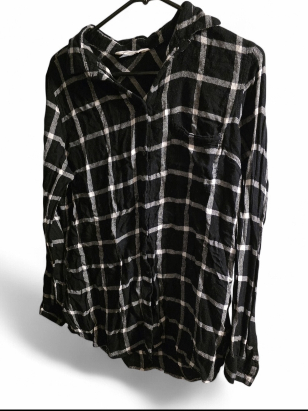Old Navy Black & White Plaid Button-Down Shirt